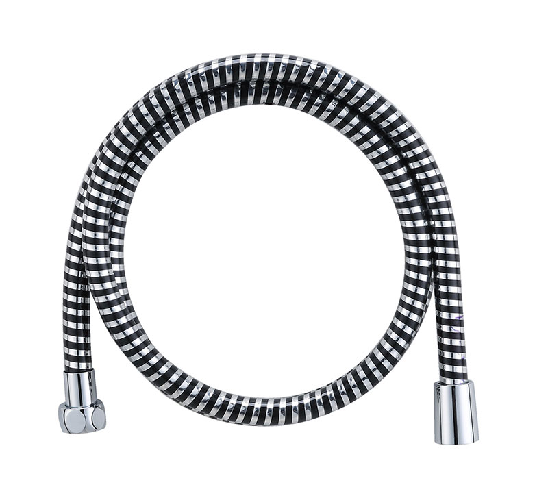 Sanliv Plastic Flexible Vinyl Shower Hose Chrome and Black for Handheld Showerhead H609 