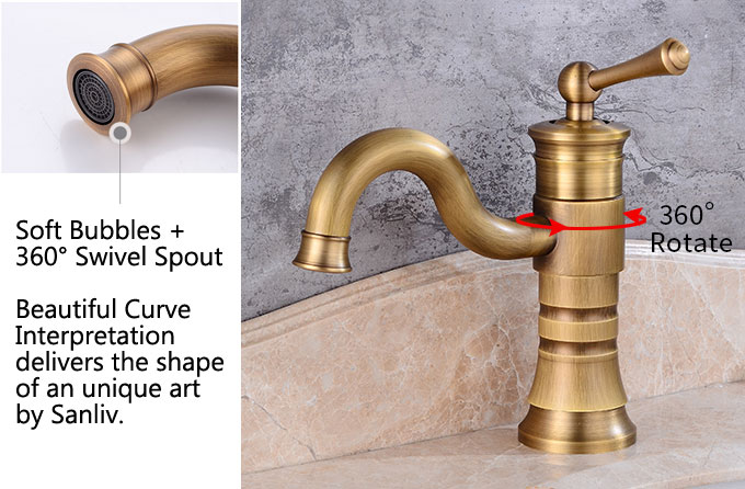 Graceful Bathroom Basin Faucet Single Handle Water Mixer Tap Brushed Bronze
