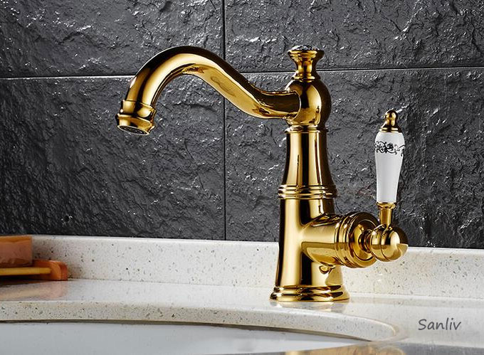 Bathroom Basin Faucet Brass Vessel Sink Water Tap Mixer Gold