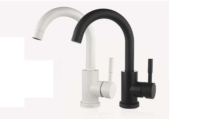 Bathroom Sink Faucet With Movable Spout in Matte Black White or Brushed Stainless