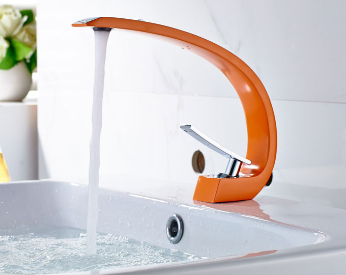 Chrome Orange Bathroom Mixer Tap Brass Washbasin Faucet 28626
