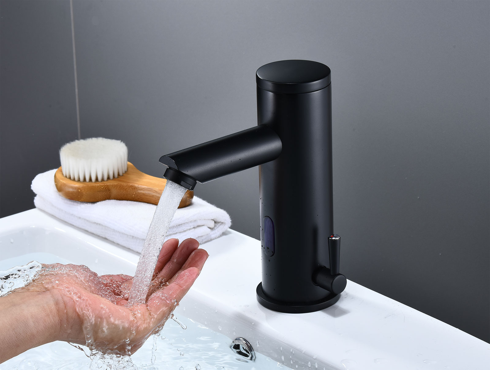 Matte Black Automatic Sensor Bathroom Sink Faucet Touchless Mixer Taps