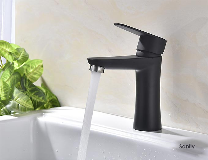Black Bathroom Faucet Stainless Steel Deck Mounted Basin Mixer 80101