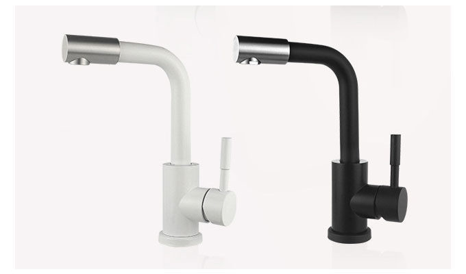 Matte Black White Bathroom Vanity Faucet Swivel Spout 80107