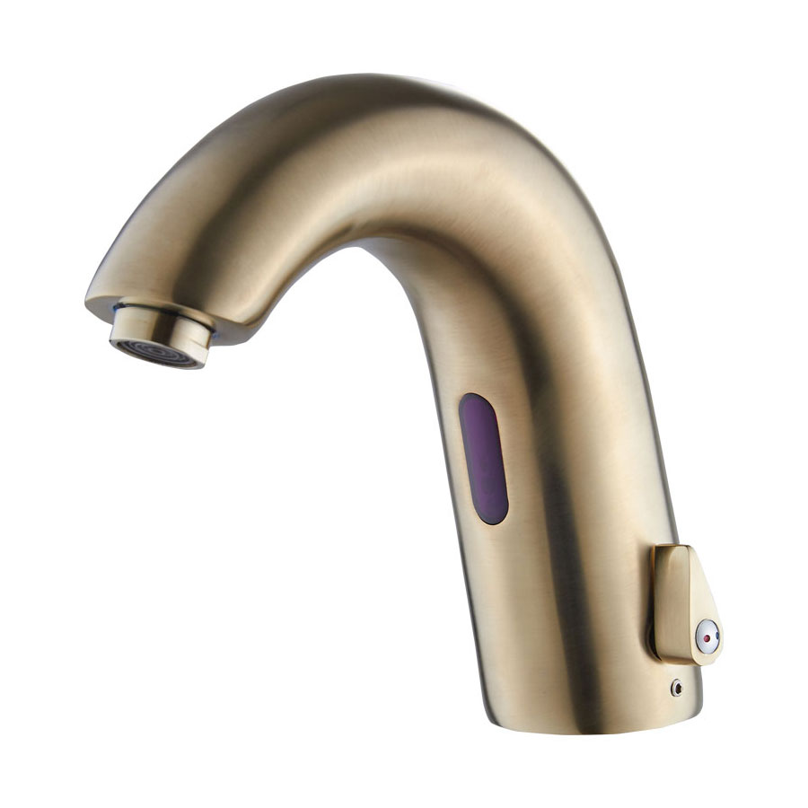Brushed Gold Deck Mounted Single Lever Touchless Sensor Basin Faucet