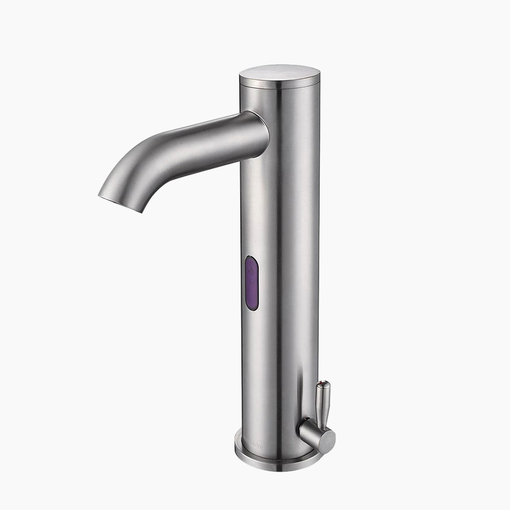 Brushed Nickel Deck Mounted Automatic Sensor Tap Touchless Bathroom Sink Faucet
