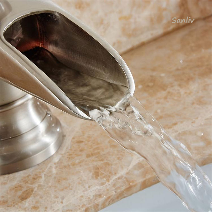 Brushed Nickel ORB Bronze Waterfall Bathroom Faucet Basin Mixer