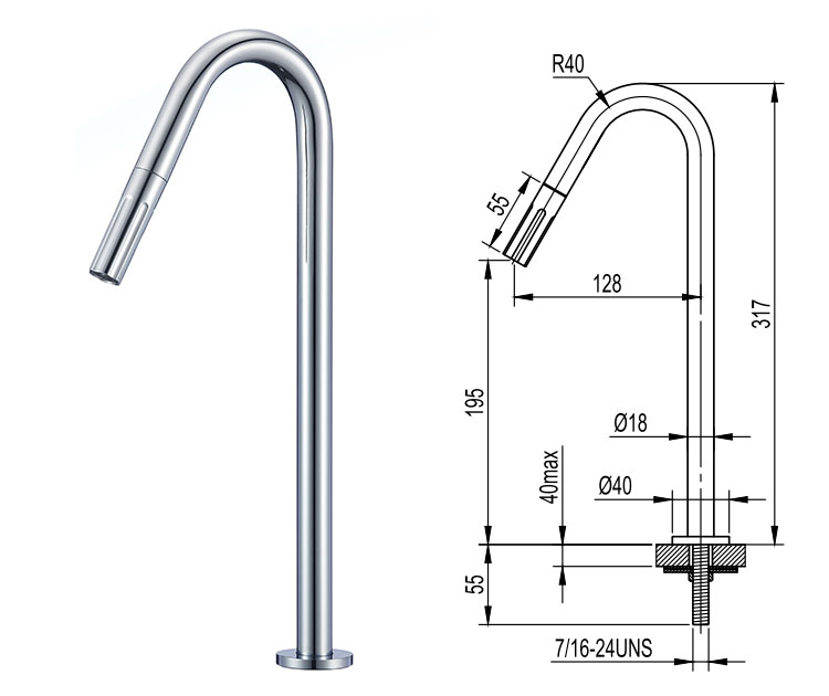 Mini Swan Neck Drinking Water Filter Tap Reverse Osmosis Purifier Filtration Faucet in Polished Chrome