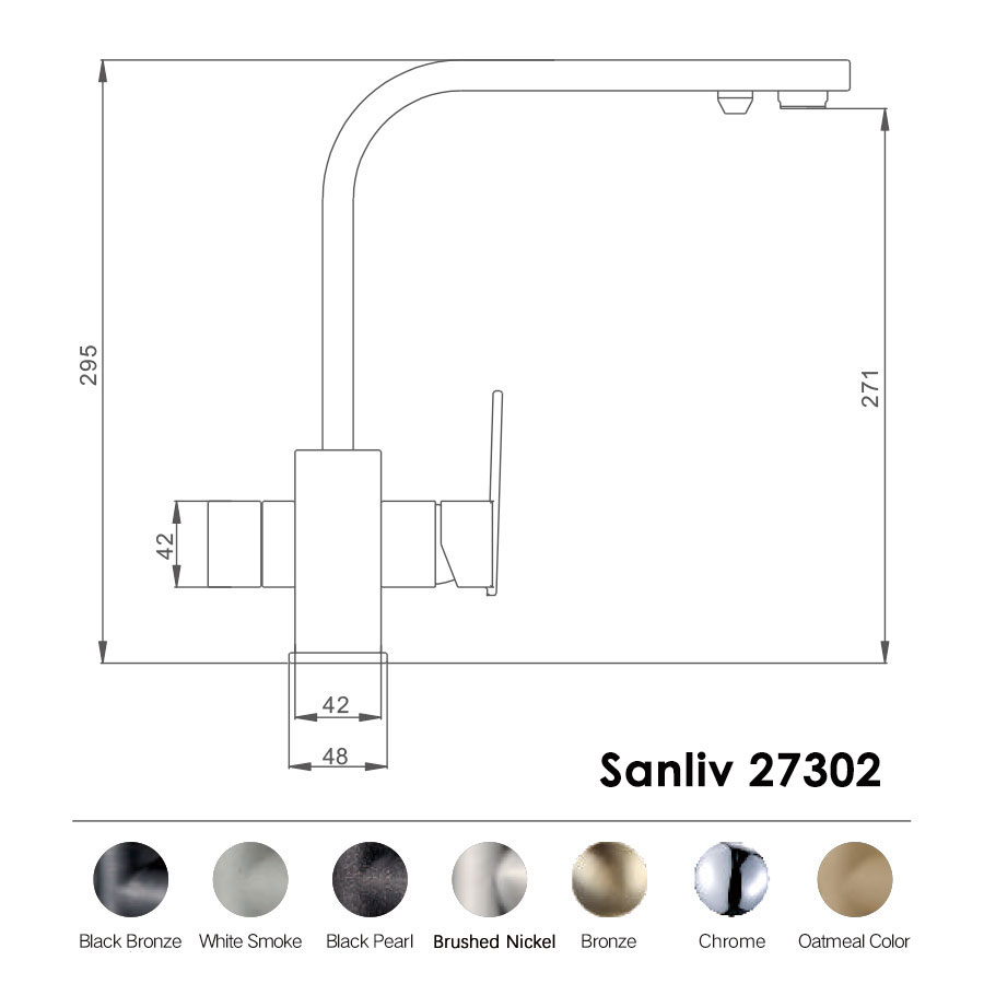 Chrome 3 Way Triflow Tap Modern Square Kitchen Filter Mixer 27302