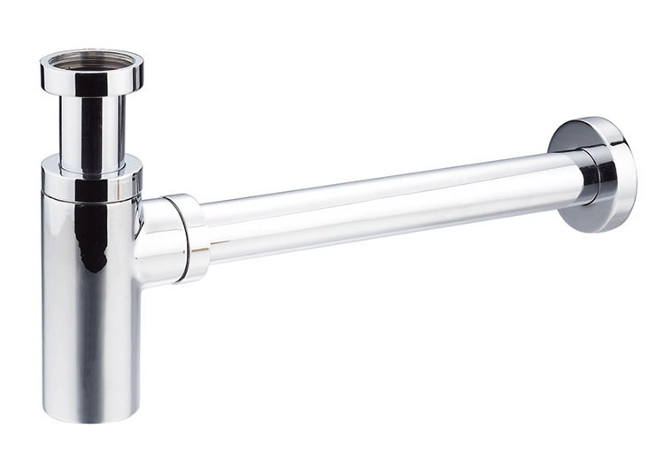Durable Round Brass Sink P-Trap in Chrome, Basin Bottle Trap Siphon Drain
