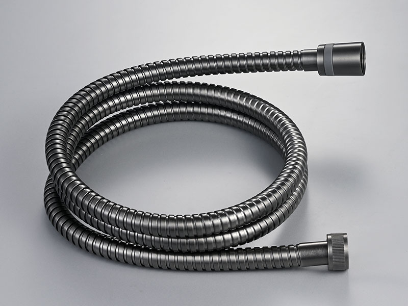 Hand Shower Double Lock Hose in Wrought Iron or Gunmetal Gray Color: brushed hard graphite handheld shower replacement hose