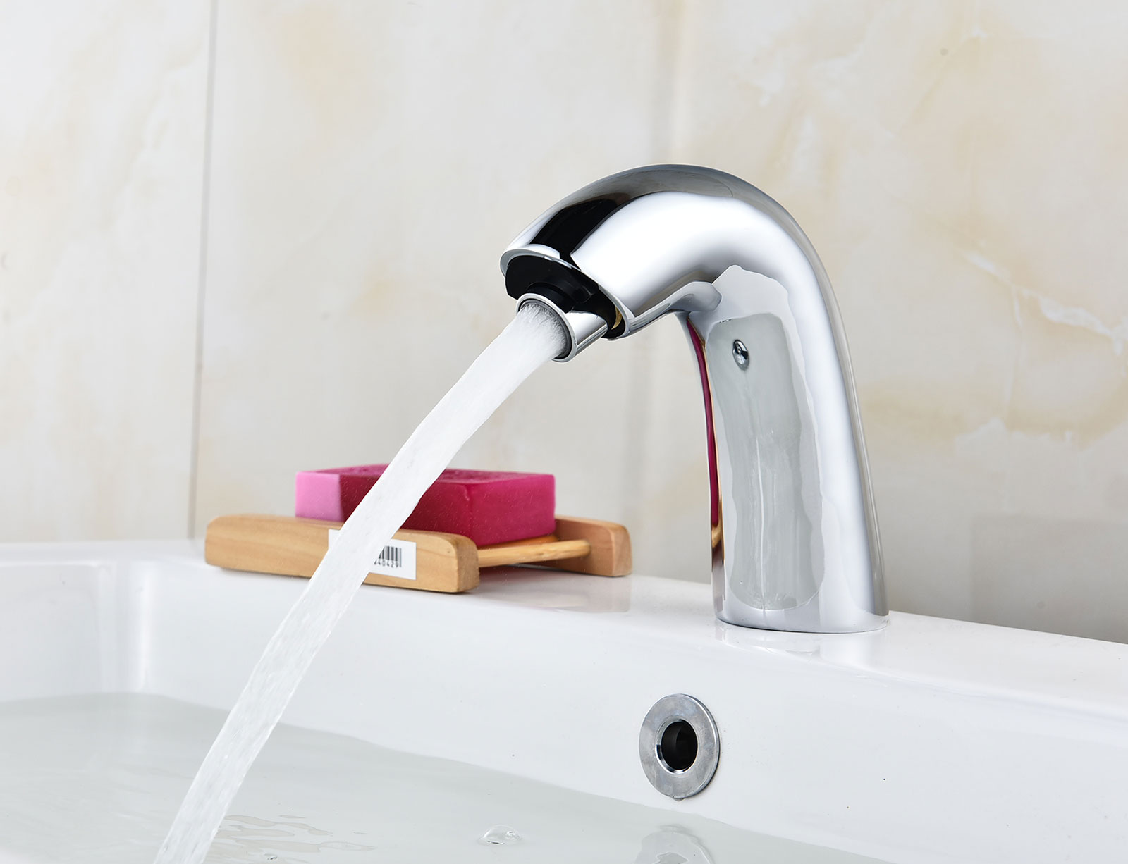 Hands-Free Sink Faucet Gooseneck Spout Concealed Sensor