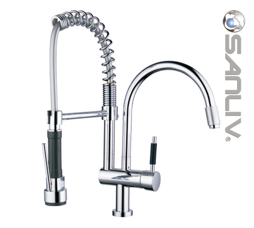 Pre-Rinse Pull Down Kitchen Faucet With Swivel Spout Chrome 28115