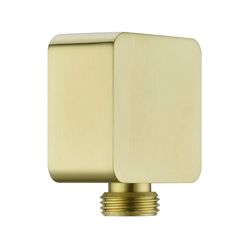 Brass Wall Supply Elbow G1/2” Square Shower Hose Connector, Drop Ell Wall-mounted Union Water Outlet for Handheld Shower, Brushed Gold