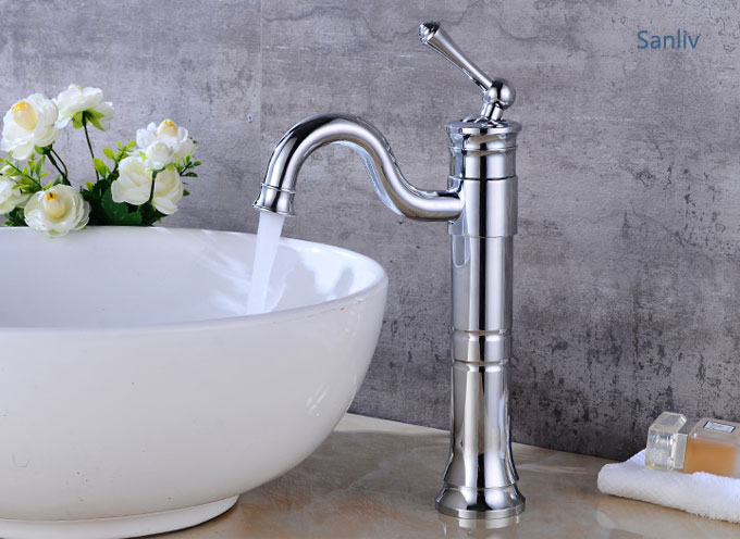 Tall Vessel Filler Bathroom Sink Faucet Basin Mixer Tap Chrome