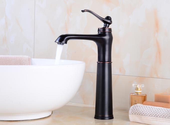 Tall Vessel Filler Bathroom Sink Faucet One Hole Handle