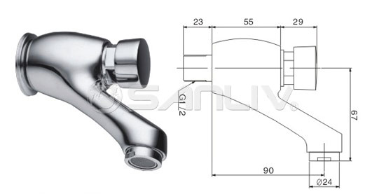 Wall Mount Self Closing Pillar Tap 20111