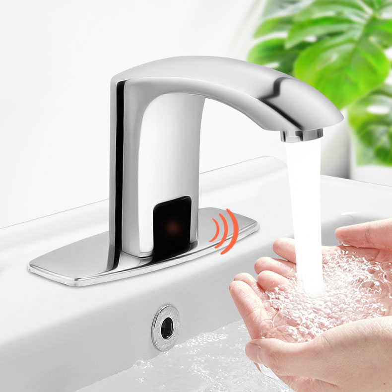 Touchless Bathroom Sink Faucet Polished Chrome, Automatic Motion Sensor Hands-Free Basin Taps