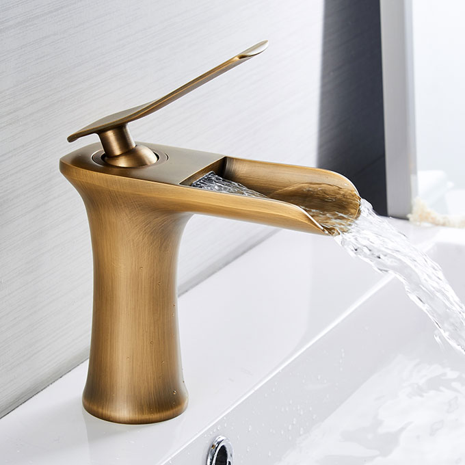 Waterfall Bathroom Faucet Basin Mixer Tap Brushed Bronze