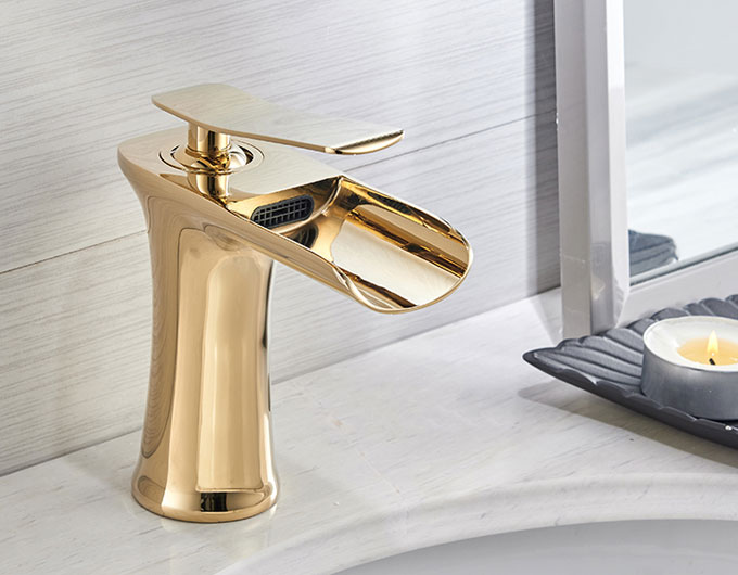 Waterfall Bathroom Sink Faucet Basin Mixer Tap Gold