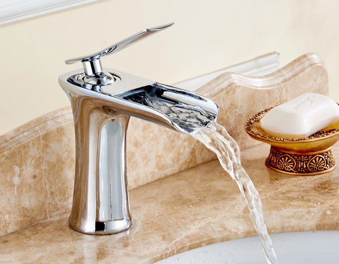 Single Handle Waterfall Bathroom Faucet Basin Mixer Tap chrome