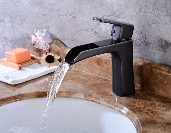Waterfall Bathroom Single handle Basin Faucet Oil Rubbed Bronze