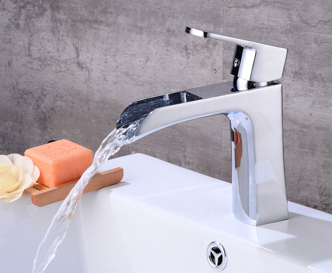 Waterfall Bathroom Single handle Basin Mixer Tap Chrome