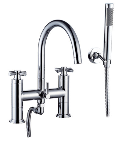 Bath filler tap with hand shower in Chrome