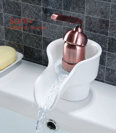 Single Lever Modern Waterfall Ceramic Bathroom Sink Faucet Tap 28551