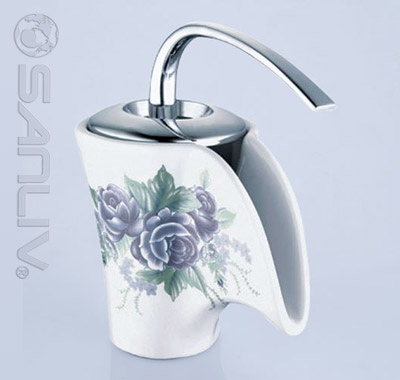 Modern Ceramic Waterfall Bathroom Vessel Sink Faucet 28504