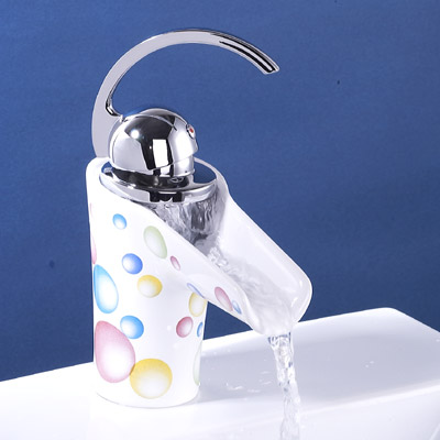 Single Handle Ceramic Waterfall Bathroom Vanity Sink Faucet 28522