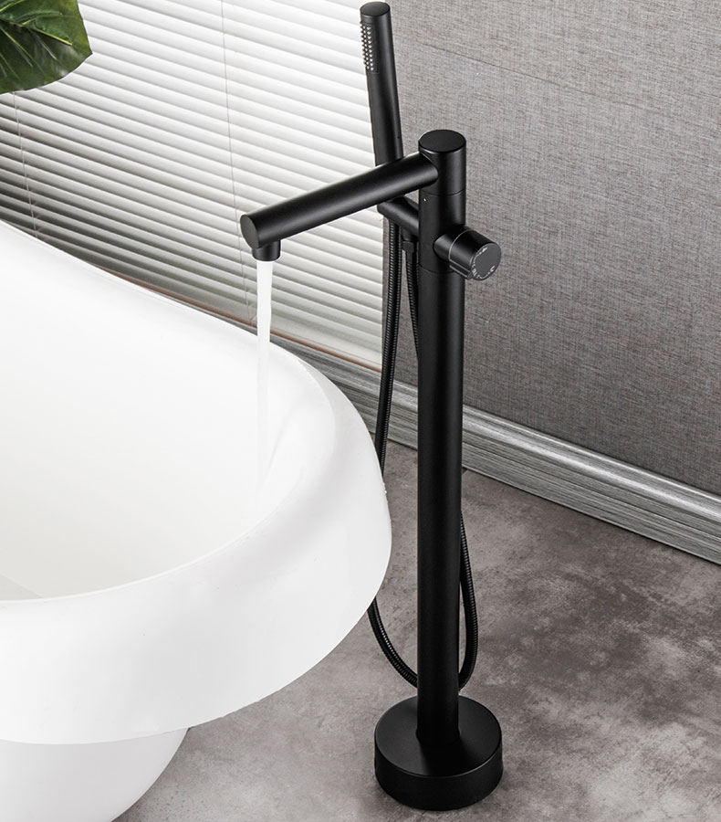 single handle freestanding floor mount tub filler matte black 27209