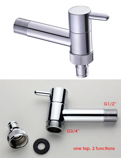 Wall Mounted bib tap or angle cock with Hose Connector