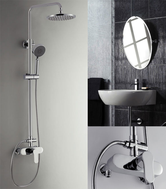 Shower Mixer Faucet with showerpipe and rain showerhead