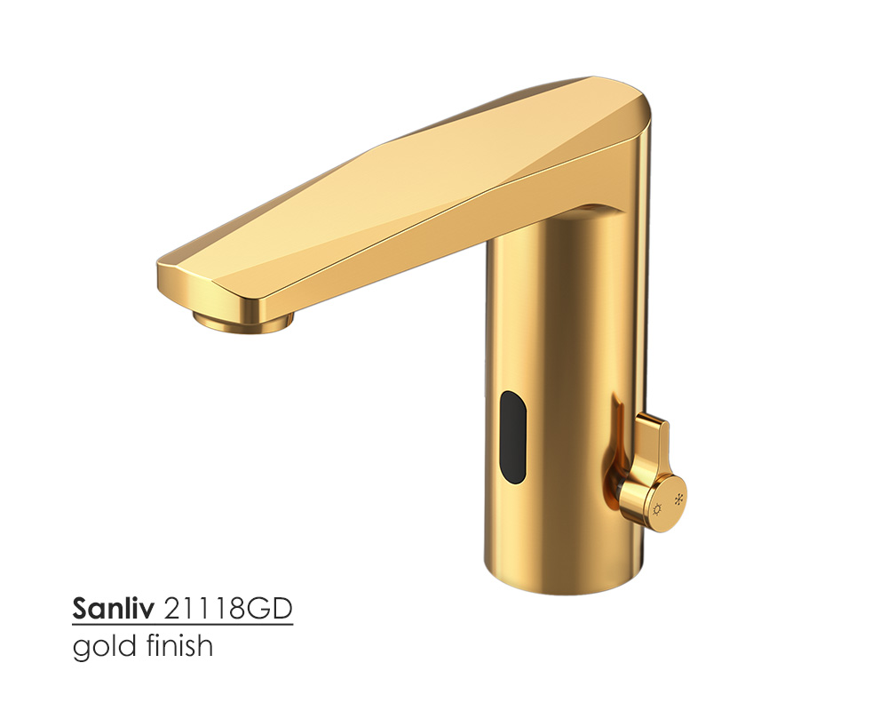Sanliv 21118 Automatic Sensor Faucet is touchless hands free faucet in brushed gold finish.