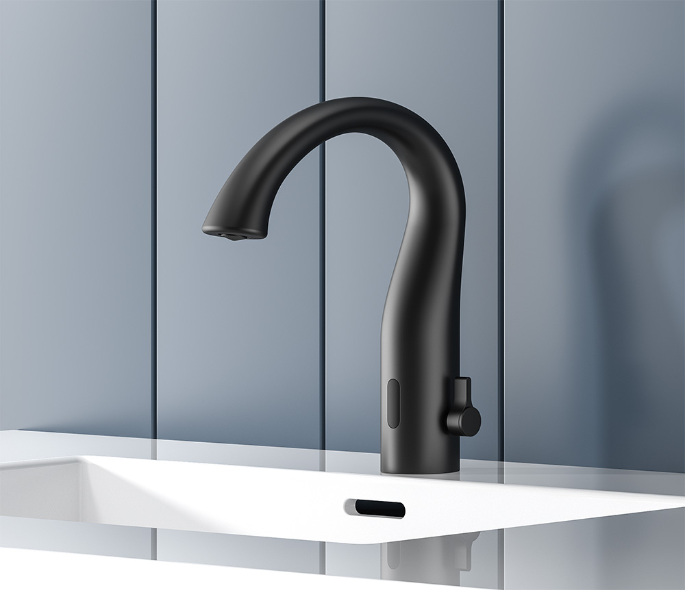 Matte Black Automatic Sensor Bathroom Faucet - Touchless Single Hole with Temperature Control