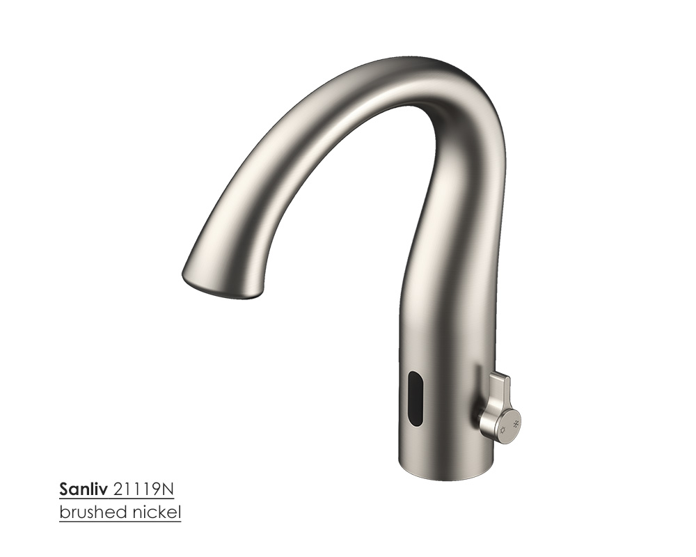 Automatic Sensor Bathroom Faucet - Touchless Single Hole with Temperature Control in brushed nickel finish