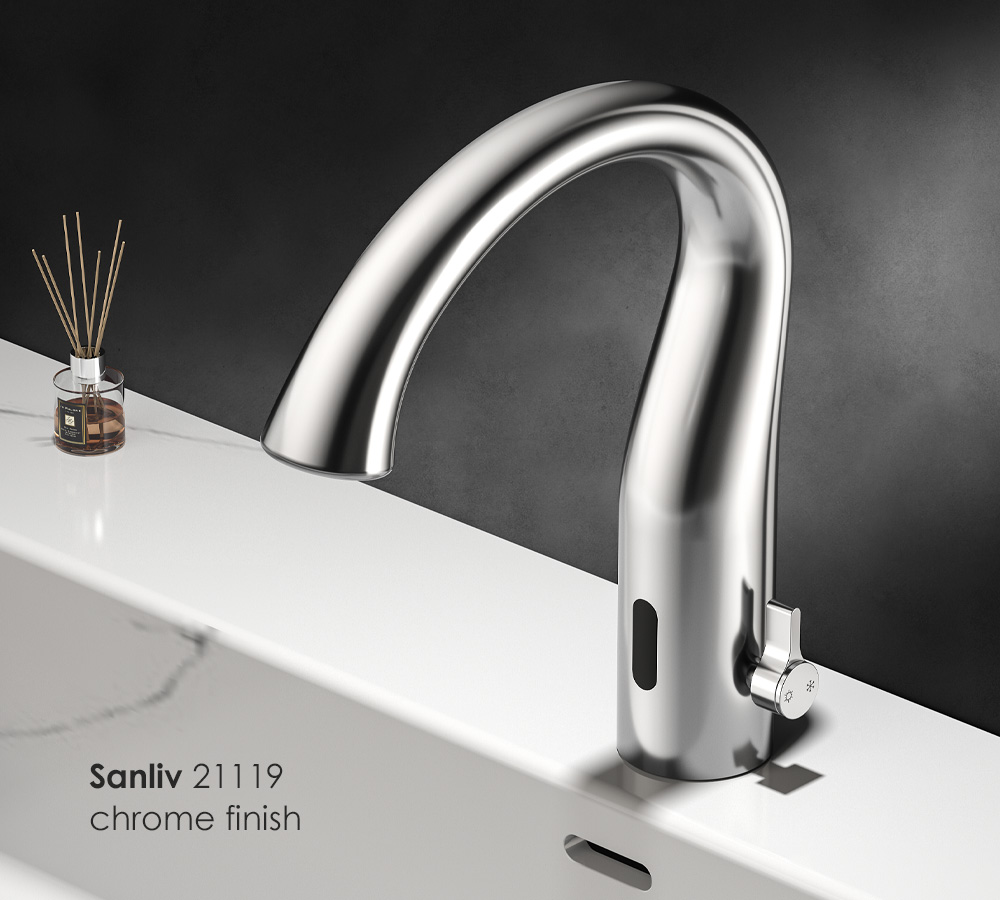 Automatic Sensor Bathroom Faucet - Touchless Single Hole with Temperature Control Chrome