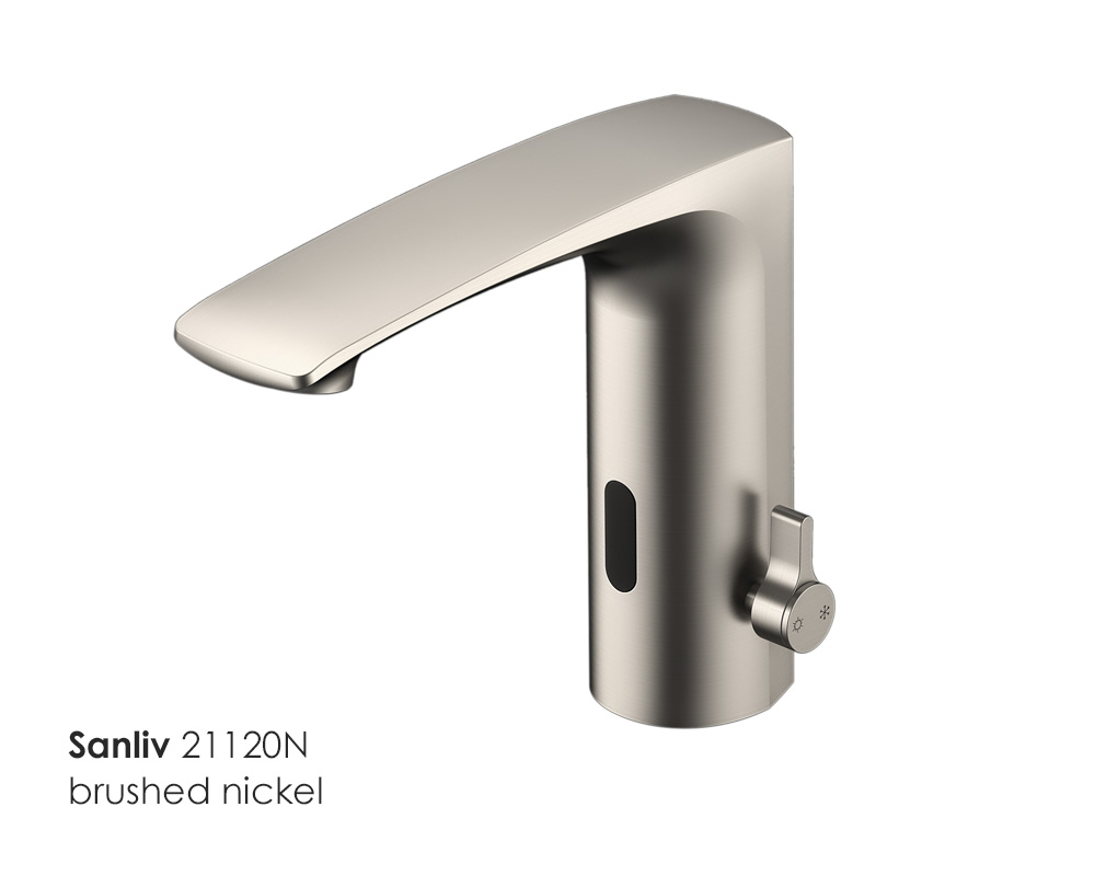 Automatic Sensor Bathroom Faucet - Touchless Single Hole with Temperature Control in brushed nickel finish