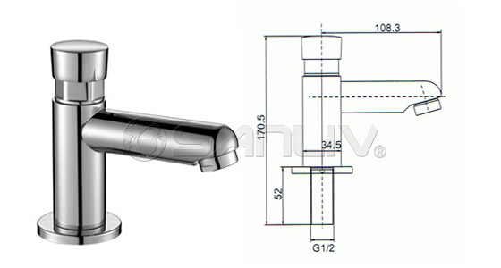 Self-closing single basin tap faucet 20120