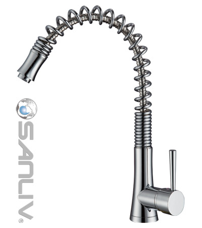 Spiral Spring Chrome Pull-out Kitchen Mixer Tap
