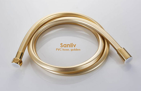 Flexible PVC Square Handheld Shower Hose Golden