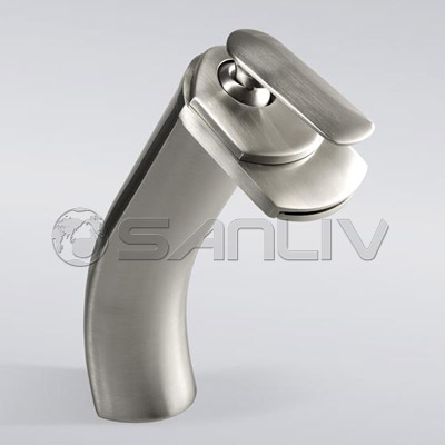 Single Hole Brushed Nickel Waterfall Bathroom Vessel Sink Faucet 28313N