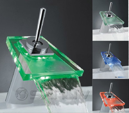 Temperature Sensor Single Handle LED Waterfall Faucet Mixer Tap